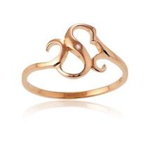 Sterling Silver 1 Micron Rose Gold-plating Single CZ &quot;S&quot; Ring - £45.55 GBP