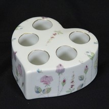 Dee Bee Vintage Floral Heart Shape Porcelain Lipstick Holder 3.25&quot; x 3.2... - $15.67