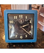 Westclox Spur Alarm Vintage Clock Wind-Up BLACK Face BLUE Frame Working 5&quot; - $1,424.56 MXN