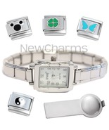 White Squared Italian Charm Watch and Bracelet and Tool &amp; Stainless Stee... - $344.09 MXN