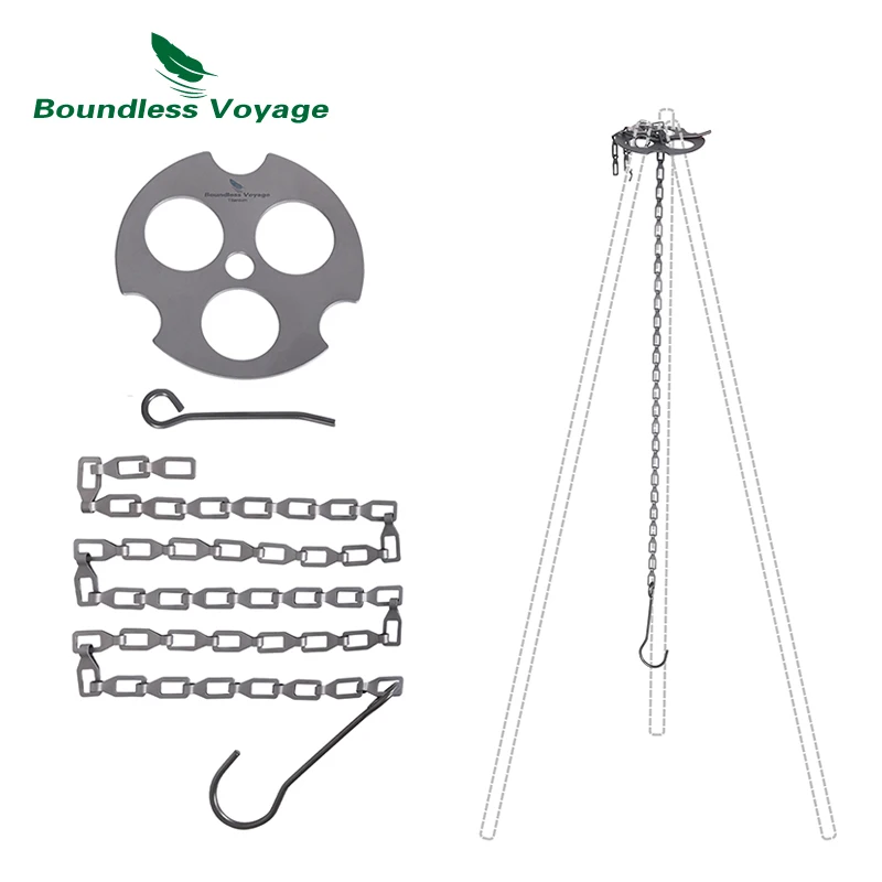 Boundless Voyage Camping Tripod Board Adjustable Titanium Hanging Chain with - £17.62 GBP+