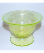 STUNNING VINTAGE YELLOW/VASELINE/URANIUM STRETCH GLASS 5 1/2&quot; FOOTED BOW... - $155.34 CAD