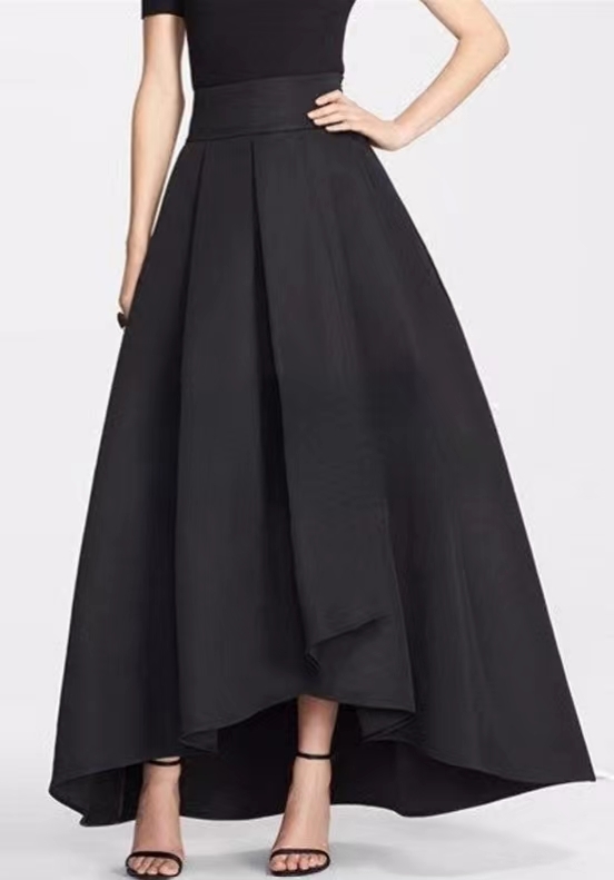 Black pleated high low skirt