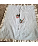 Vintage Quiltex Baby Blanket Satin Trim Appliqué puppy kitten Acrylic USA - £19.65 GBP