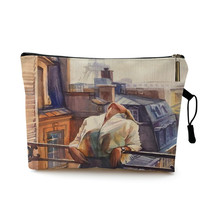 Modern Lady Art Print Women Cosmetic Bags Lovely Casual Travel Pouch Portable St - £11.81 GBP