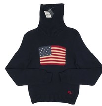 NEW Vintage Polo Ralph Lauren Womens Sweater!  Large  Navy  US Flag  RUNS SMALL - £141.83 GBP