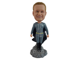 Custom Bobblehead Superhero In Action Costume Standing On A Mountain Top - Super - £70.38 GBP