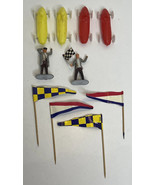 Vintage Lot Of Car Racing Flags Cake Cupcake Top Toppers Race cars Flags... - $14.03