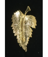 Tropical Leaf Gold Tone Brooch Vintage Unsigned Beautiful Details - $187.21 MXN