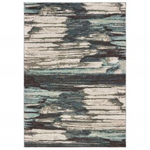 6&#39; X 9&#39; Ivory Blue Gray Abstract Layers Indoor Area Rug - £420.86 GBP