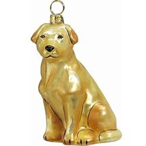 Sitting Yellow Labrador Retriever Polish Glass Christmas Ornament Decora... - $55.42