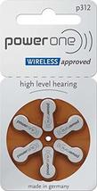 Power One Size 312 Hearing Aid Battery No Mercury, 60 Batteries - £18.08 GBP