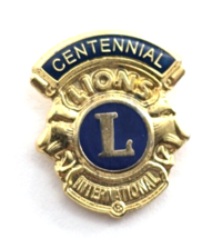 2017 Lions Club International Centennial Blue Gold Tone Enamel Pin Fraternal - £6.95 GBP