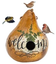 EUCALYPTUS &quot;WELCOME&quot; BIRDHOUSE - Amish Hand Painted Gourd Bird House - $53.99