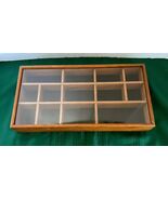 Wood &amp; Glass Shadow Box 13 Knick Knack Storage Shelves 14.5 x7.5&quot; Glass ... - $48.50