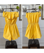 Vintage 80s Maurice Michaels Yellow Romper Ruffle M L - €27,80 EUR