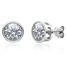 Real 1 Carat Moissanite Diamond Stud Earrings For Women 100% 925 Sterlin... - £40.89 GBP