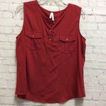 Live 4 Truth Womens Tank Top Red Sleeveless V Neck Pockets Blouse Casual  M - $15.35