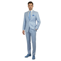Men RENOIR suit Solid 2 Button Business Formal All Purpose Slim Fit 203-9 Blue image 13