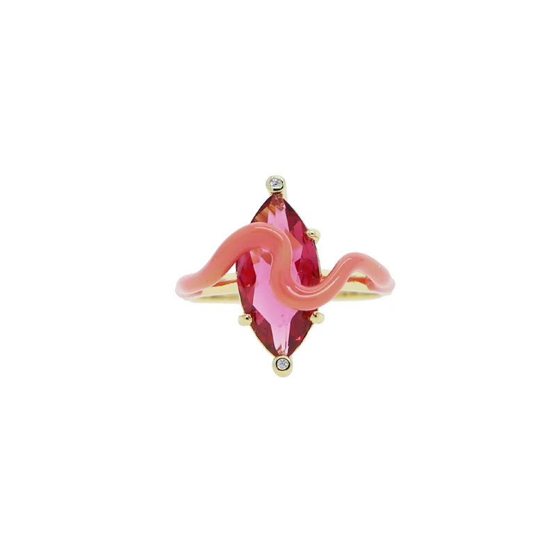 Summer New Fashion Women Finger Jewelry Single Big Colorful Stone Neon Enamel Ba - £19.54 GBP