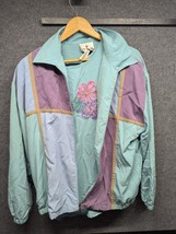 Vintage 90s Women’s Color Block Pastel Blue Purple Windbreaker Jacket Er... - $34.60