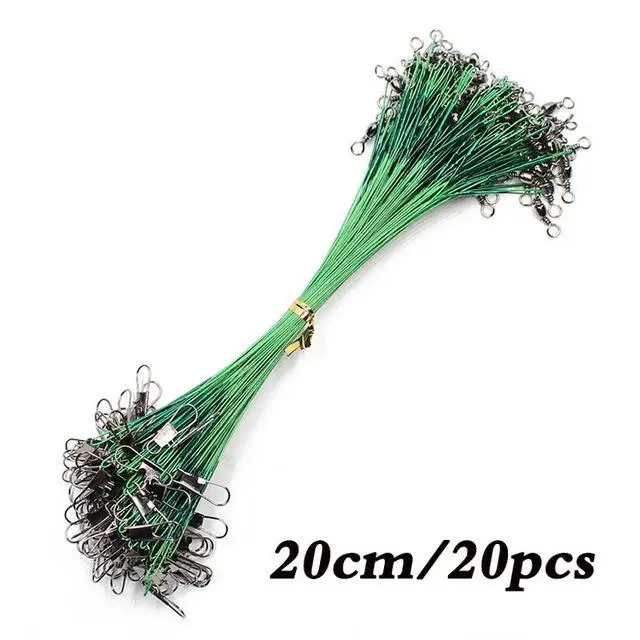 20PCS Anti Bite Steel Fishing Line Steel Wire Leader With Swivel Fishing Accesso - £25.26 GBP