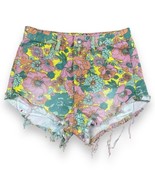 Super-High Rise Cheeky Jean Shorts MOD Faded Floral AOP 27”W Cut Off Wom... - £19.35 GBP