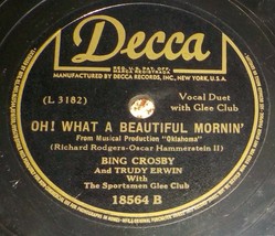 Bing Crosby &amp; Trudy Erwin 78 People Will Say We&#39;re In Love/Oh What A BeautifulY9 - £5.48 GBP