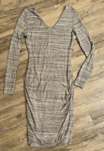 Banana Republic Bodycon Dress XS Heather Gray Stripes Ruched Side V-Neck - $17.41