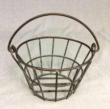 Vintage Small Metal Wire Egg Gathering Basket Handle 7in Diameter - $21.46