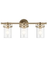 Kichler, Brinley 24&quot; 3 Light Vanity Light with Clear Glass in Champagne ... - $197.01