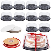 10 Pcs 10 Inches Disposable Plastic Cake Container Carrier With Clear Dome Lid T - £44.79 GBP