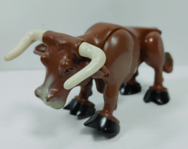 Fisher Price Poseable Brown Bull Cow Longhorn Steer Figure F-P Toys 1980 - £10.14 GBP