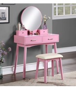 Pink Liannon Wood Vanity Set with Stool - $312.09 CAD