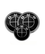 3PCS Black BMW Emblems Hood &amp; Trunk 82mm+74mm+45mm Badge E30 E36 E46 Uni... - €21,70 EUR