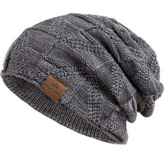 Page One Beanie Hat Men’s  Winter Warm Knit Slouchy Dark Gray Grey NEW Skull Cap - £5.86 GBP