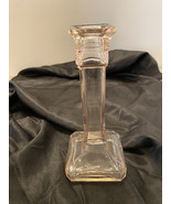 Pink Depression Glass Art Deco Candle Stick Holder  7.50  Tall 3.25 Squa... - $15.00