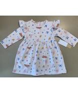 NWT Baby Girls Long Sleeves Dress in Peach Pastel Flower Bird etc. 3M, 6... - $17.73 CAD