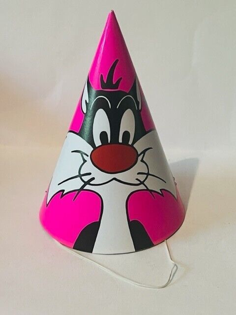 Primary image for Looney Tunes Party Hat Birthday Sylvester Cat 1990 vtg Pink Unique Costume kids