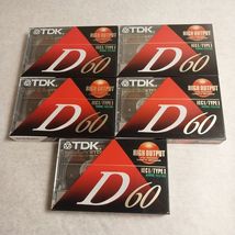 New Sealed TDK D60 IEC1/Type 1 High Output 60 Minute Audio Cassette Tapes Qty. 5 - £7.78 GBP