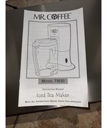 Mr. Coffee Iced Tea Maker 3 Quart Model TM20 Instruction Manual ONLY - $9.89