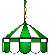 GREEN & WHITE 16" STAINED GLASS PUB LIGHT BAR LAMP HANGING GAME TABLE FIXTURE