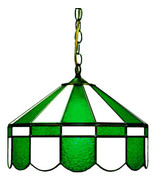 GREEN &amp; WHITE 16&quot; STAINED GLASS PUB LIGHT BAR LAMP HANGING GAME TABLE FI... - £319.30 GBP