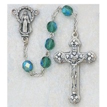 Rosary, Emerald May Birthstone with Two Free Prayer Cards and Velvet Pouch - £14.19 GBP