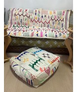 handmade Moroccan rug and  kilim pouf,authentic wool carpet&amp;pouf - $410.31 CAD