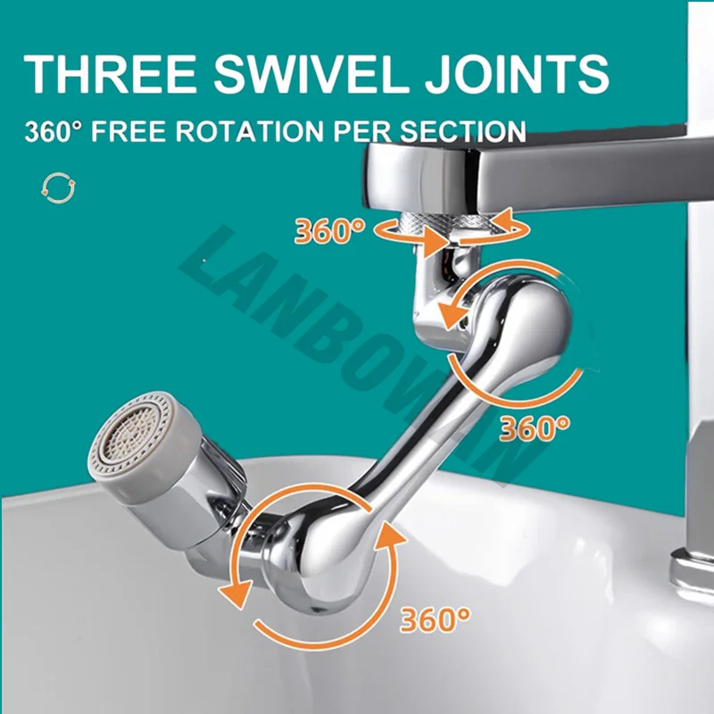 House Home 1080° Rotation A Function Extender Faucet Aerator Plastic Tap Splash  - £19.98 GBP