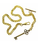 Albert Chain Gold Color Pocket Watch Chain Vintage Key Fob T Bar Swivel ... - $24.49 CAD