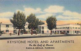 Keystone Hotel Apartments Pass-A-Grille Florida linen postcard - £5.44 GBP