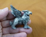 (Y-GRI-7) gray Griffin eagle lion mystic fantasy gem Gemstone carving SO... - £10.62 GBP