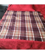 Vtg Faribo Brown Plaid Wool Throw Stadium Blanket Fringe 53”x51&quot; Faribau... - £25.43 GBP